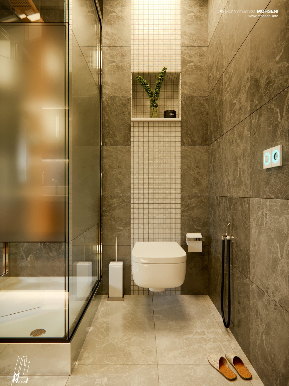 Современный туалет с инсталляцией