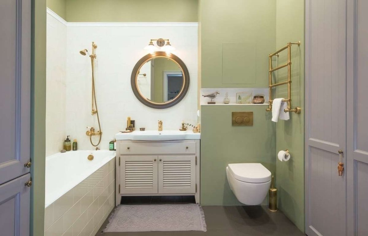 Санузел с инсталляцией в интерьере ванной