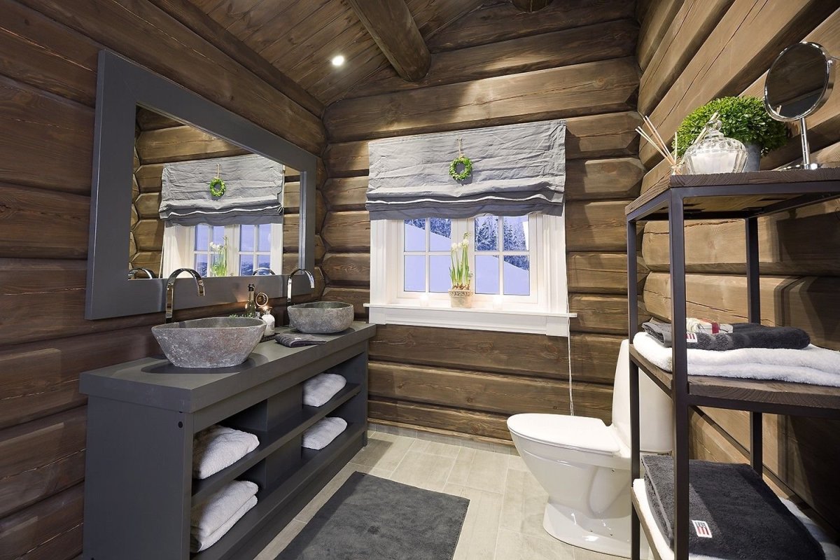 Ванная комната в стиле русской усадьбы