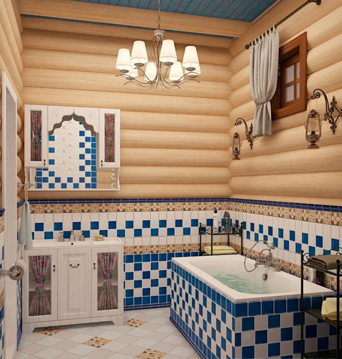 Ванна в бревенчатом доме
