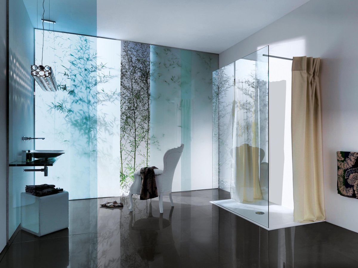 Стеклянная перегородка в ванную комнату