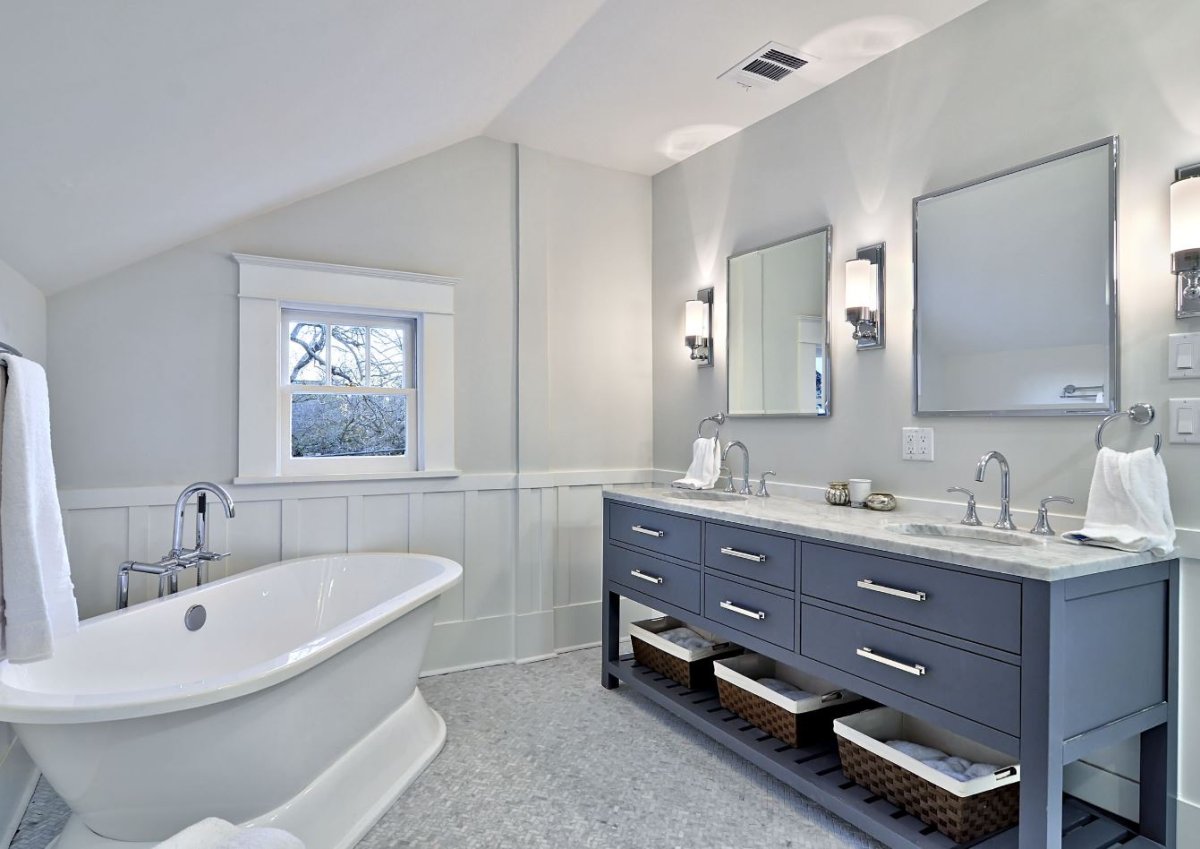 Самые красивые Ванные комнаты серые с белым