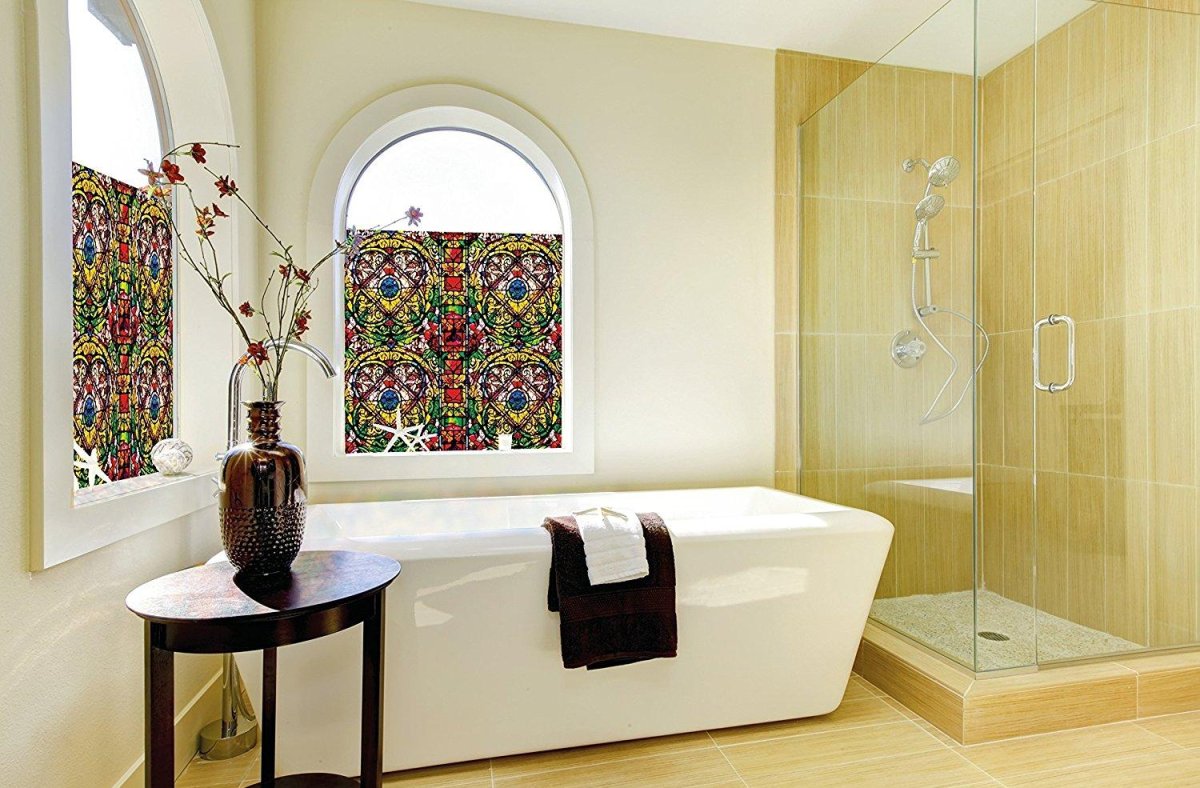 Transparent Glass Wall with Electric Curtain separates the Bedroom & Bathroom