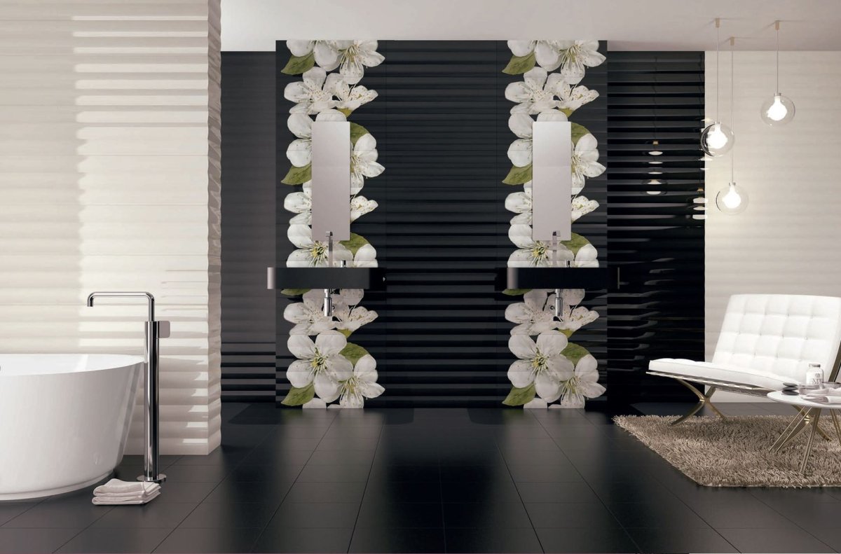 Черные стеновые панели для ванной