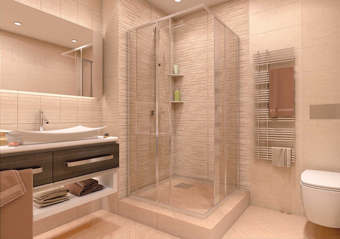 Ванная комната с душевой кабиной дизайн с душевым поддоном