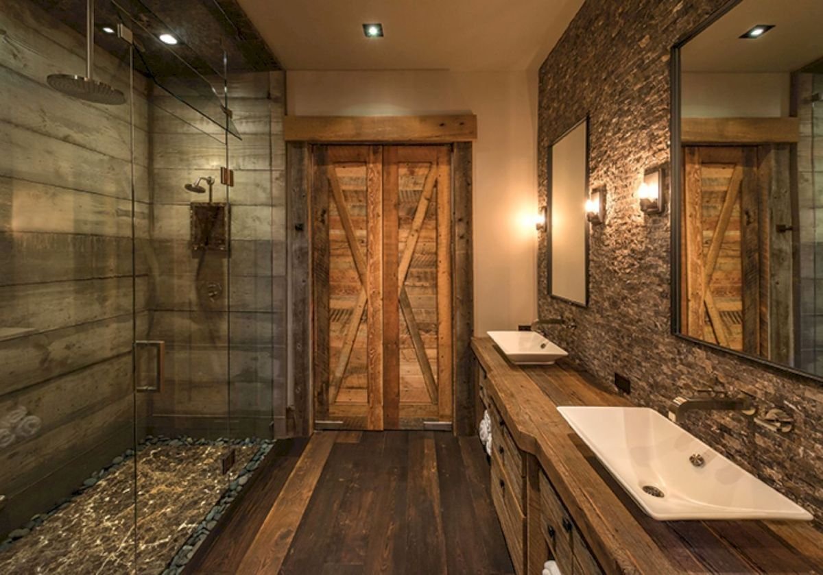ванная комната в стиле дерево