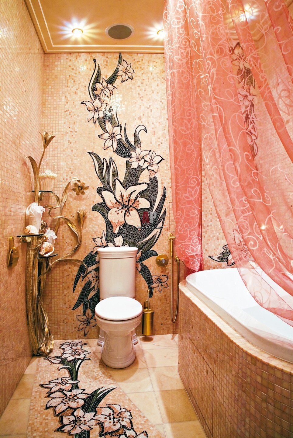 Декор ванной с помощью трафарета (33 фото)