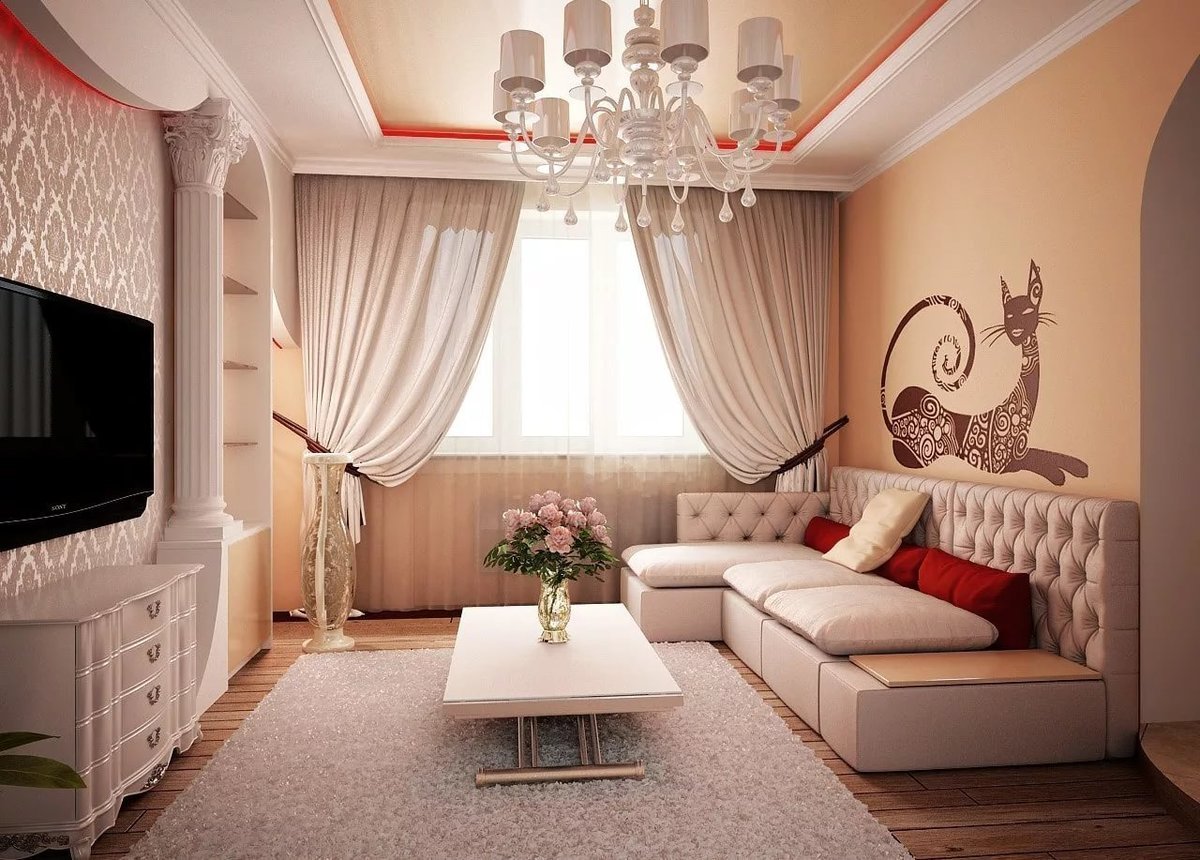 Ремонт гостиной комнаты в квартире, цены и фото, варианты, заказать в Москве