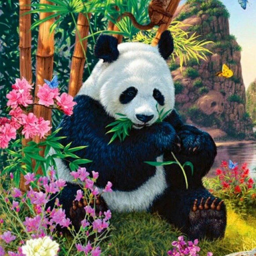 Панда с цветочком