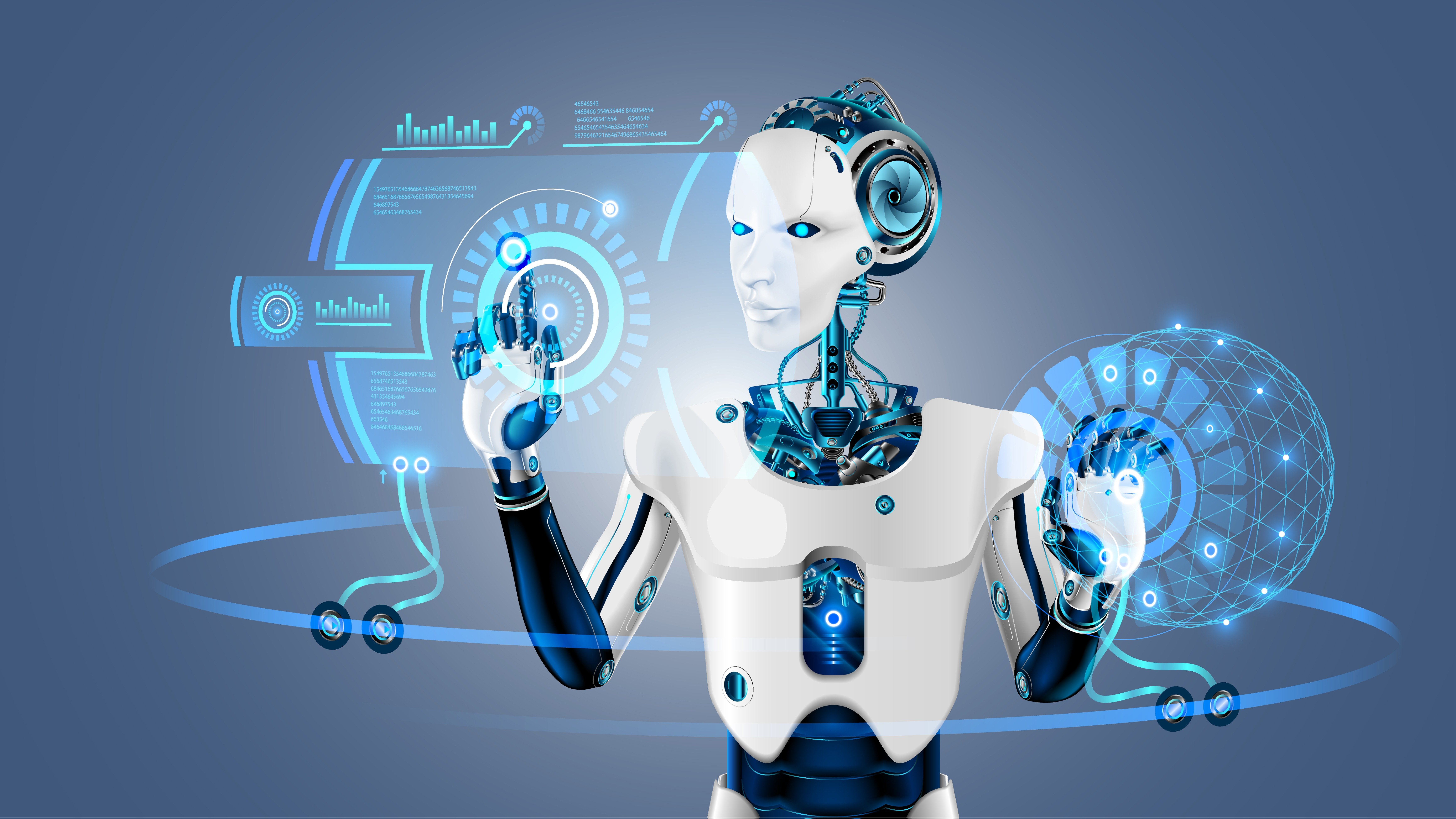 Автоматизация и роботизация технология 8 класс. Робот с искусственным интеллектом. Искусственного интеллект обот. Современные роботы. Робототехника фон.