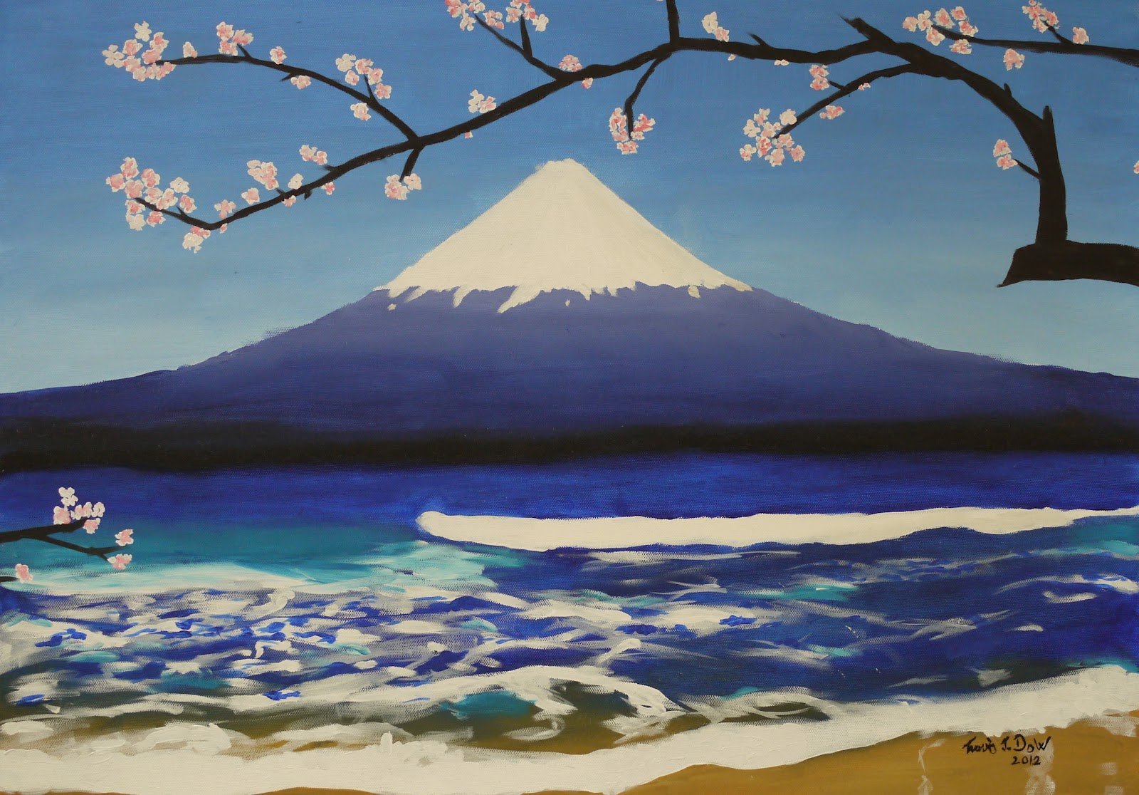Япония гора Фудзияма и Сакура картины