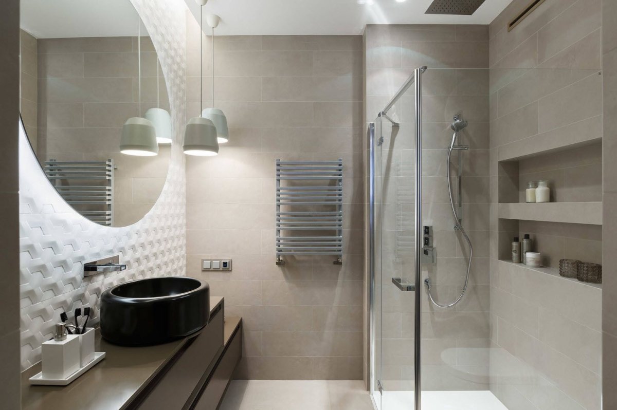 Зонирование ванной комнаты перегородками