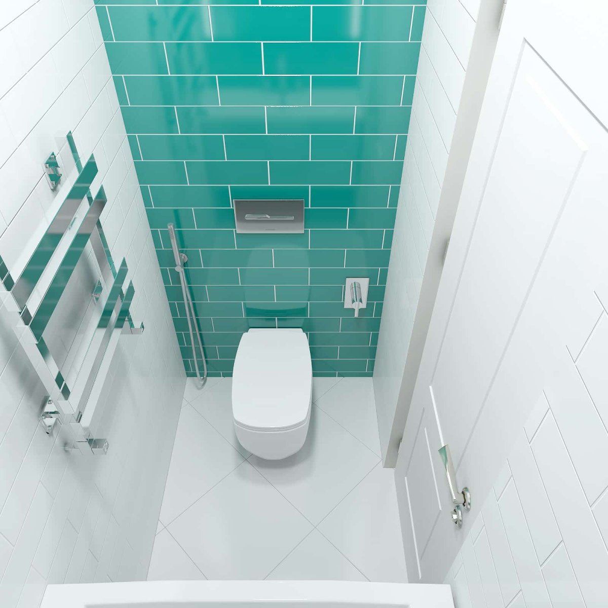 Маленький туалет дизайн бирюзовый