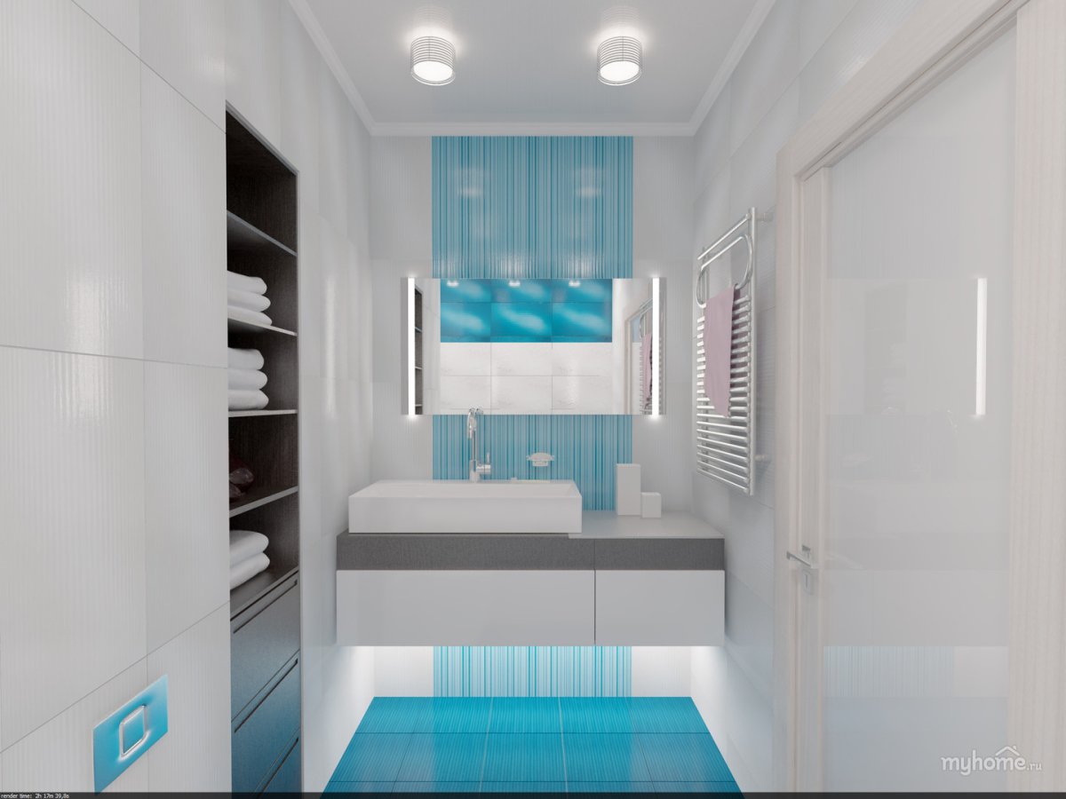 Ванная комната в стиле Минимализм голубая