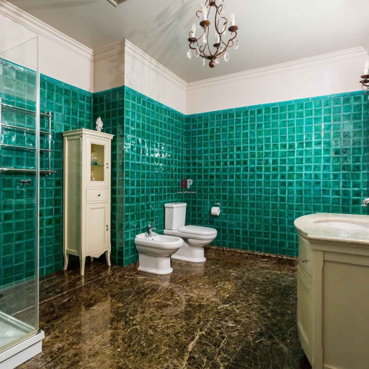 Туалет в бирюзовом цвете
