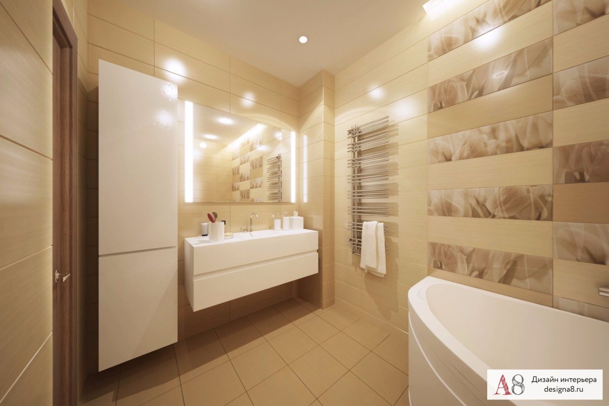 Бело бежевая ванная