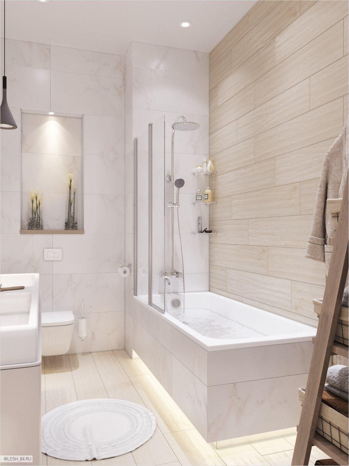 Маленькая светлая ванная комната