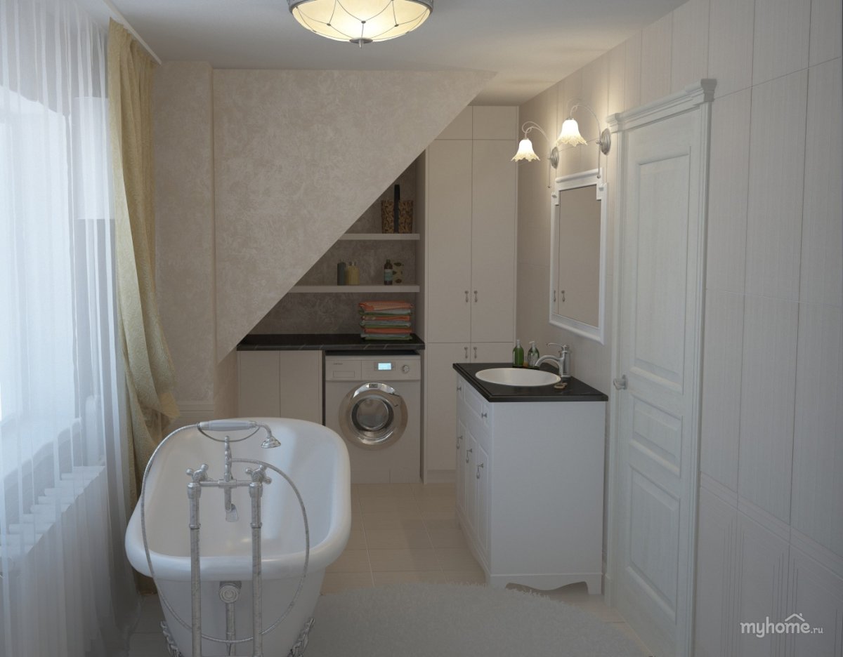 Сан узел ССО стеральной машиной мансарда