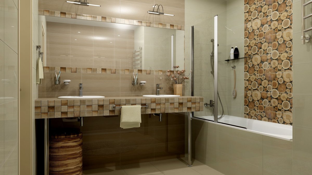 Большое зеркало в ванной