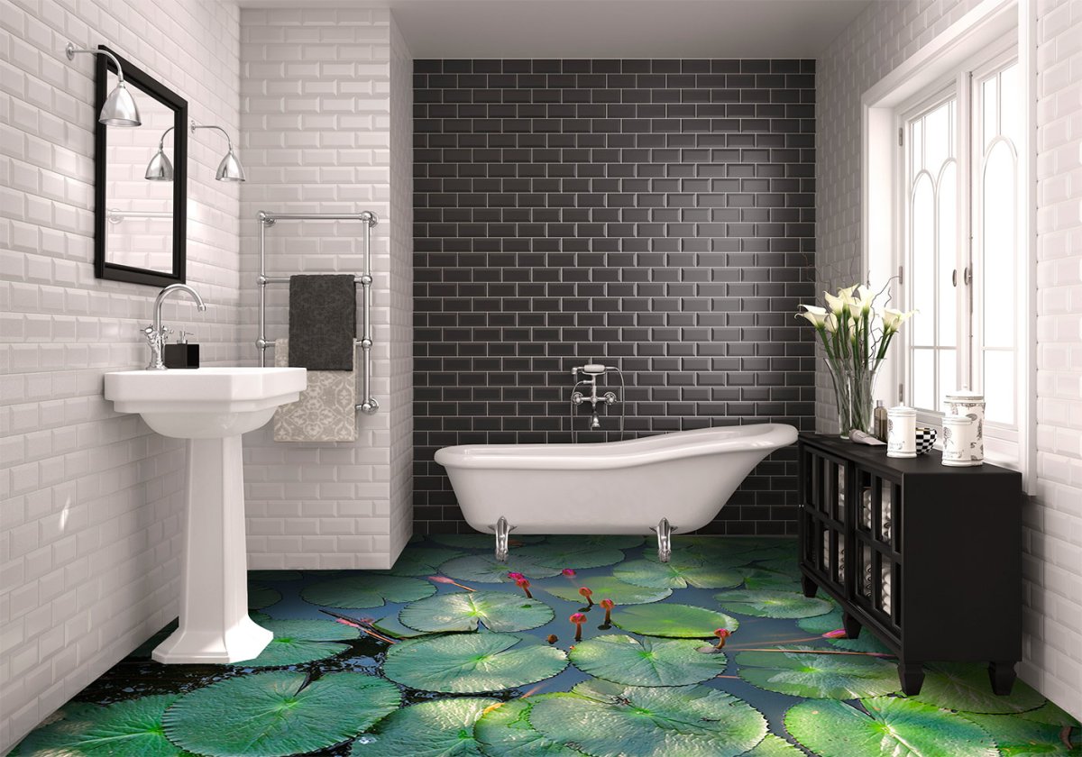 Акцентный пол в ванной