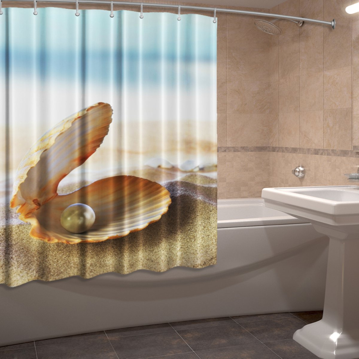 Набор для ванной комнаты: шторка и коврик Rosenberg арт. RPL-350017