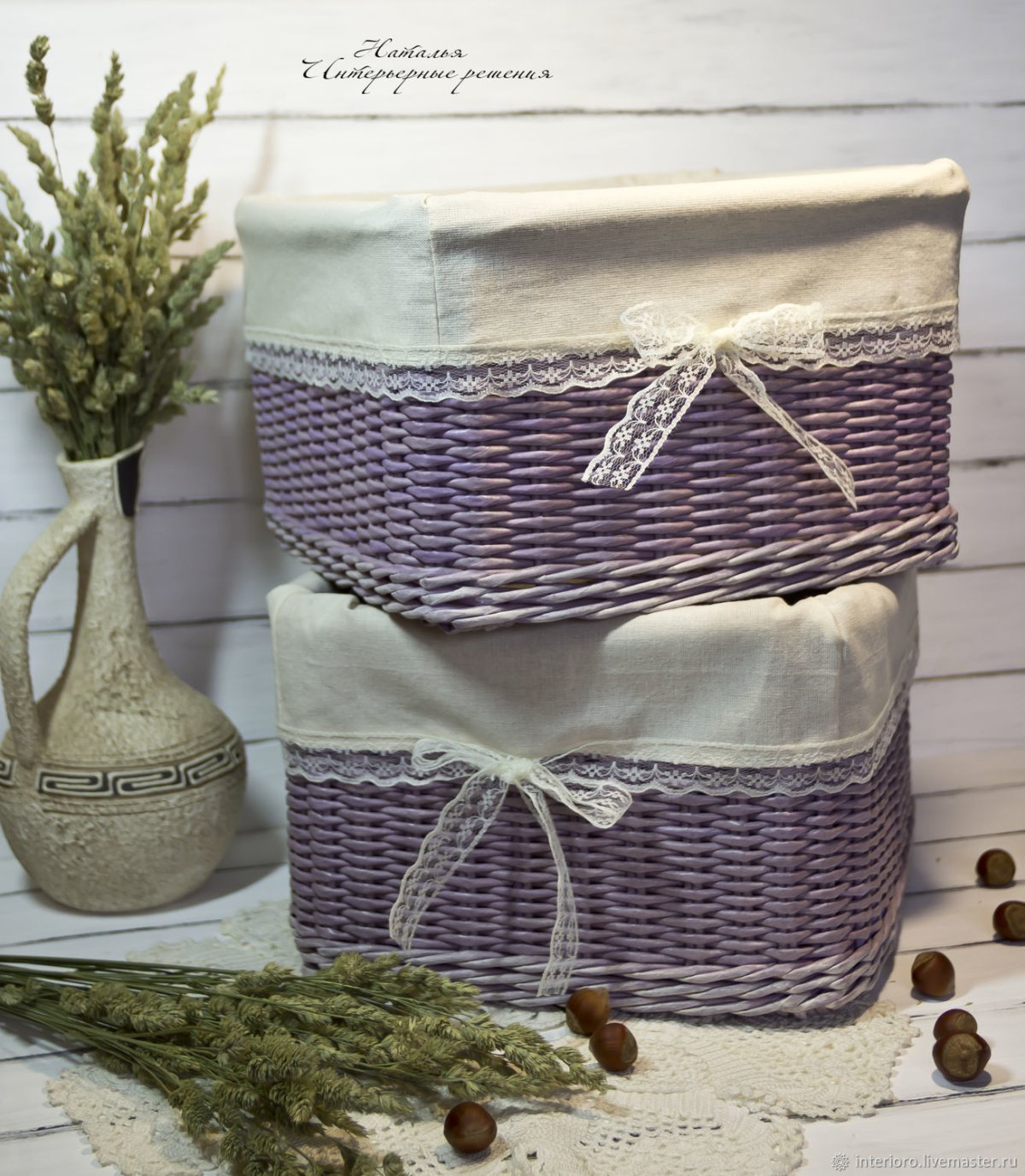 Трикотажные корзинки в интерьере