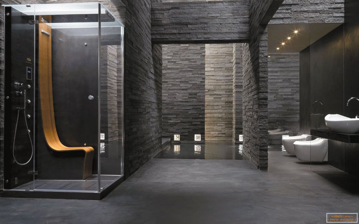 Душевая с лавкой из плитки