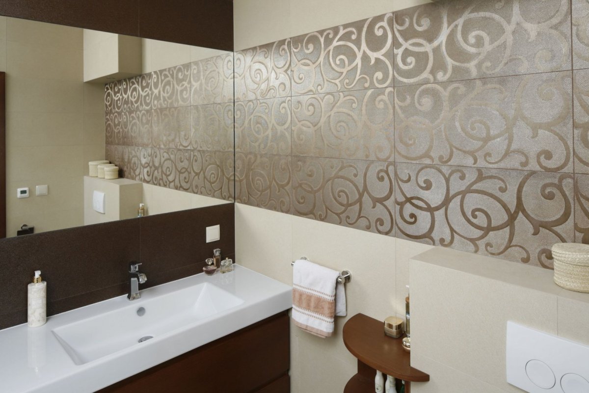 Плитка для ванной коричневая и бежевая