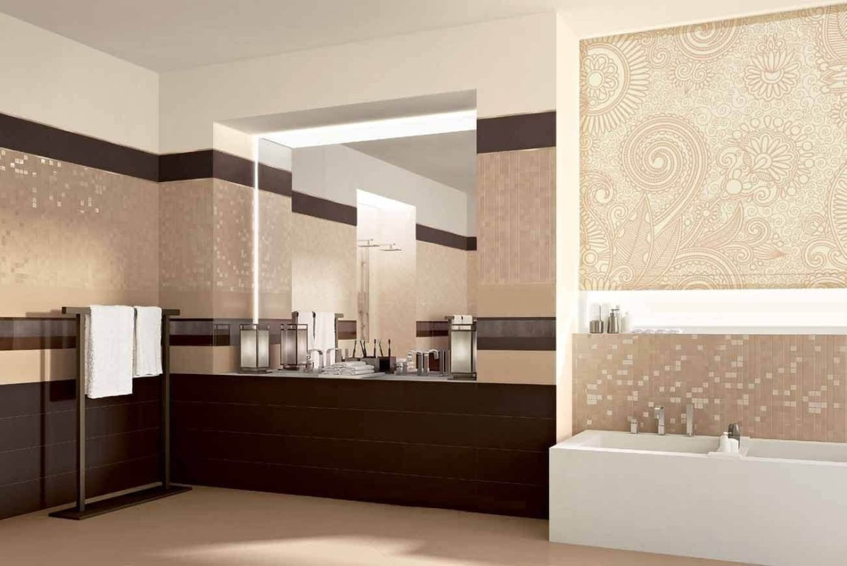 Коричневый кафель в ванной