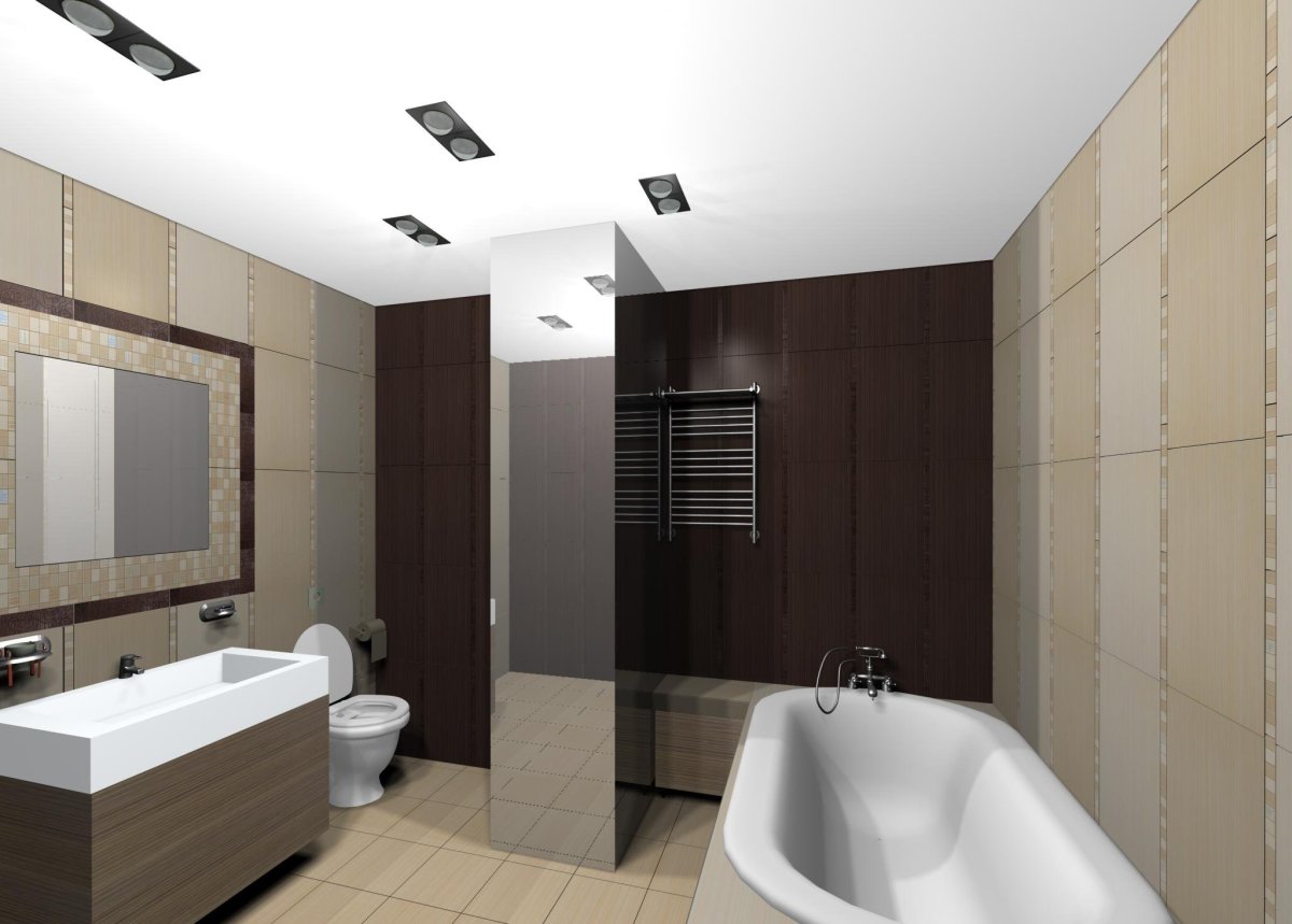 Ванна в бело коричневых тонах