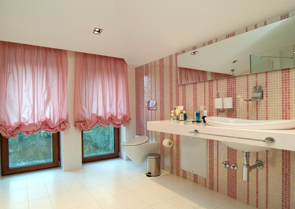 Шторы для ванны в интерьере