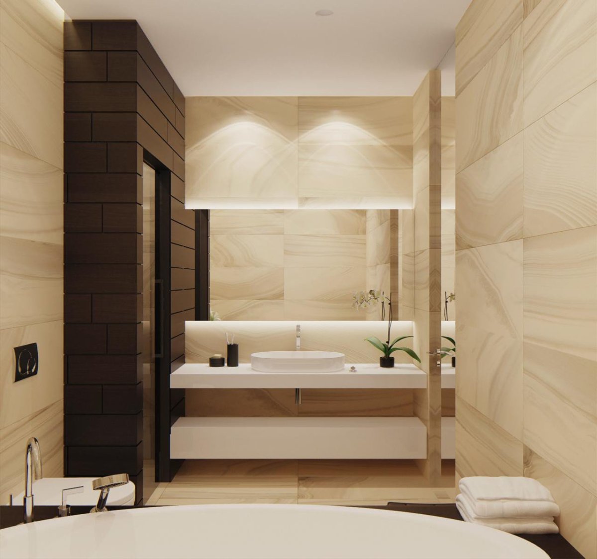 Ванные комнаты в бежевых тонах