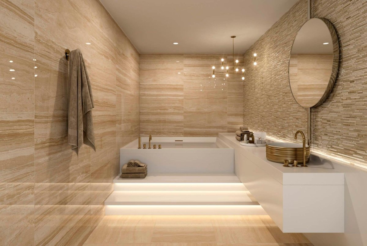 Ванная комната черная с бежевым