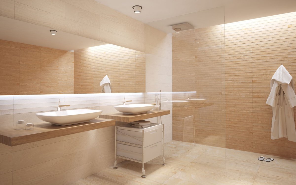 Плитка под дерево на пол в ванной