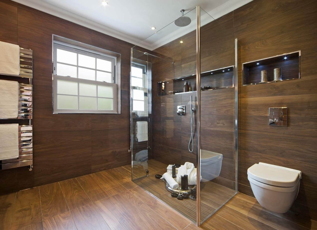 Душевая комната экостиль под дерево