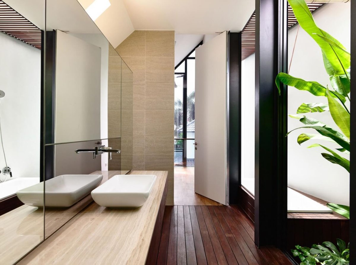 Ванная в стиле лофт дерево