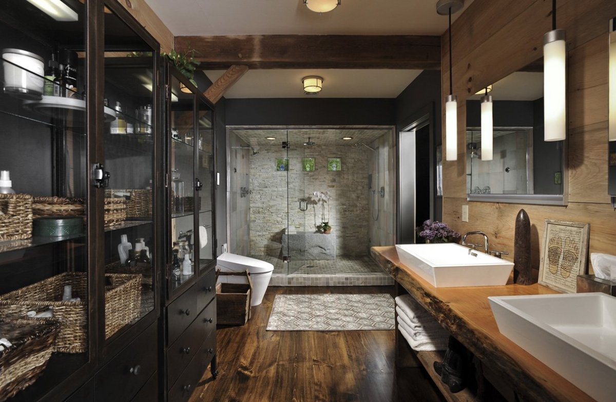 Ванная в деревянном стиле