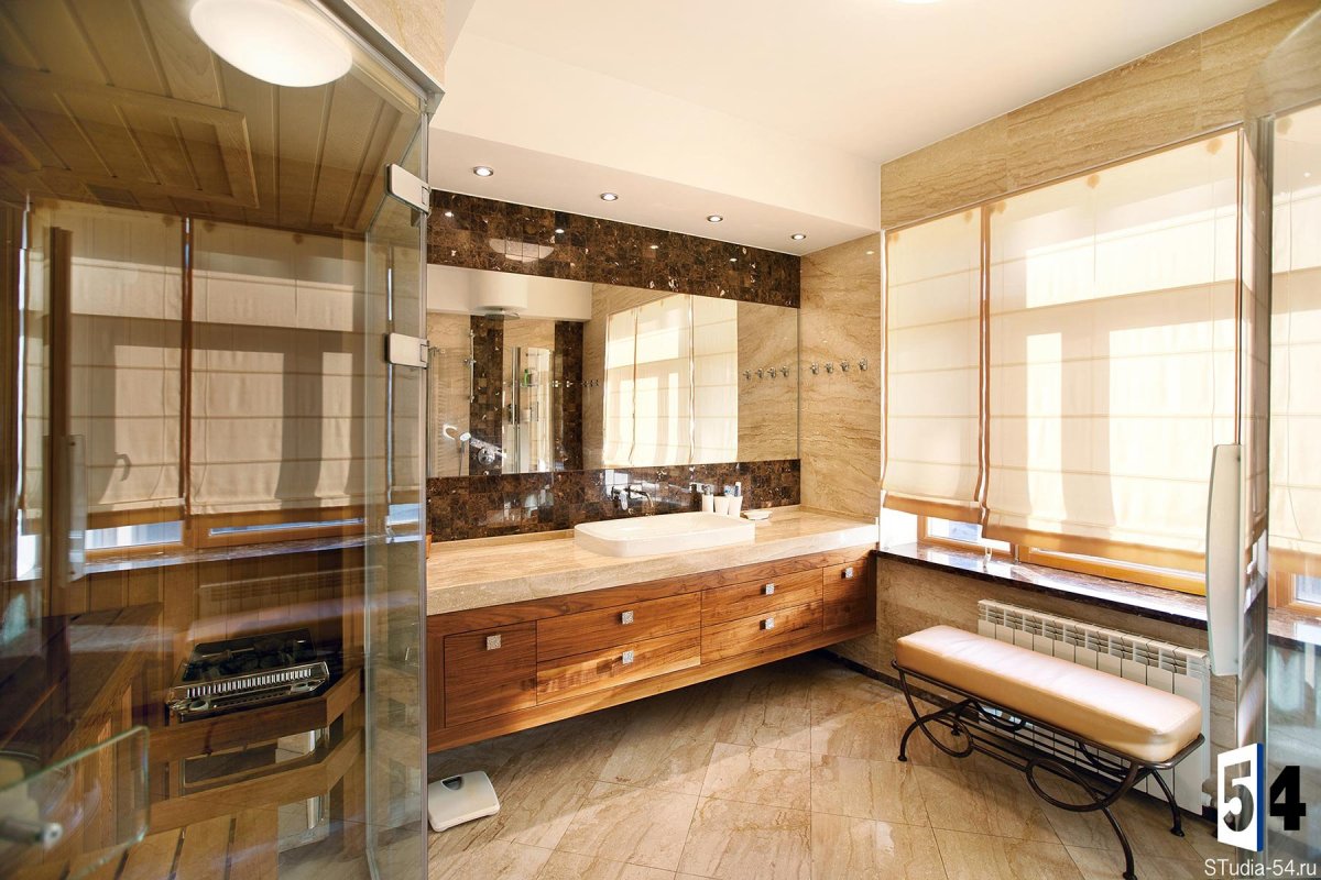 Ванная с сауной в современном стиле