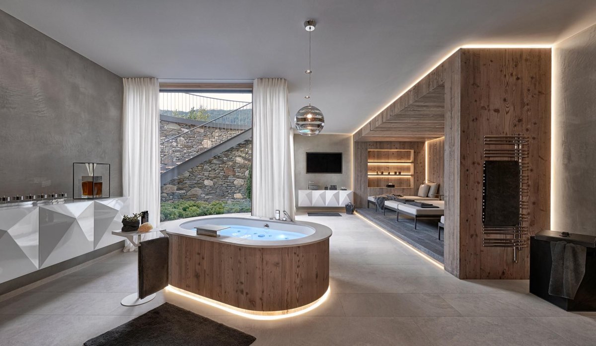 Современная баня с джакузи