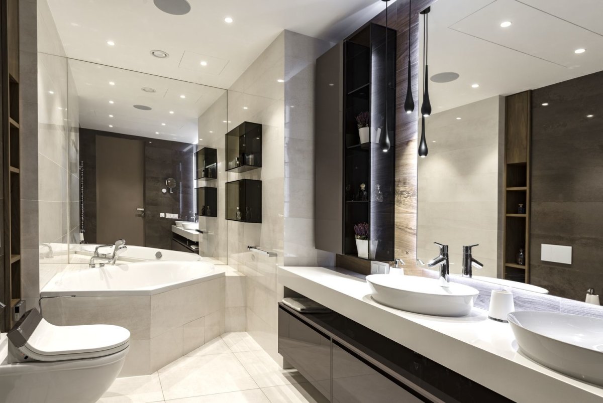 Стильный совмещенный санузел в современном стиле