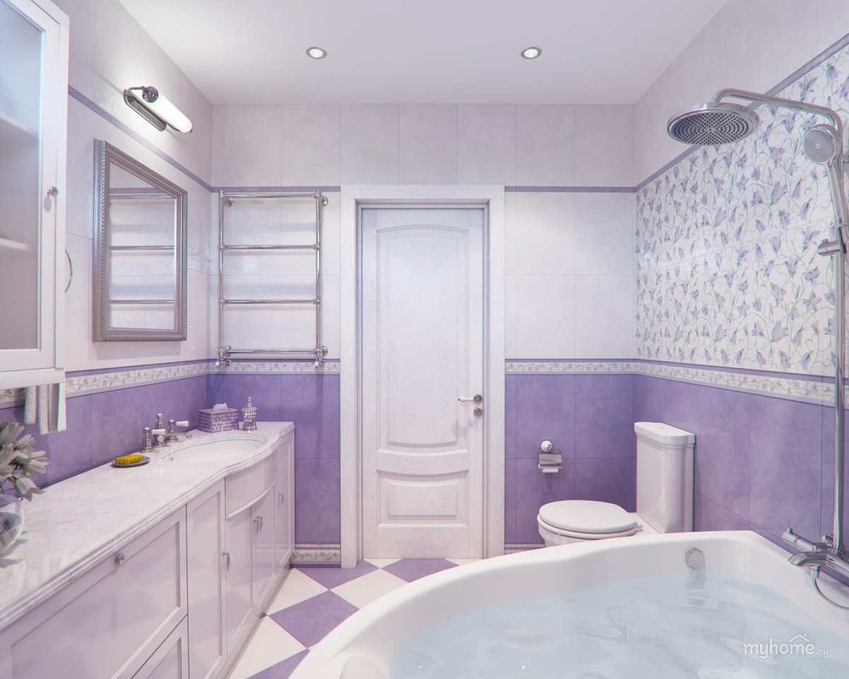 Ванная в лавандовом цвете
