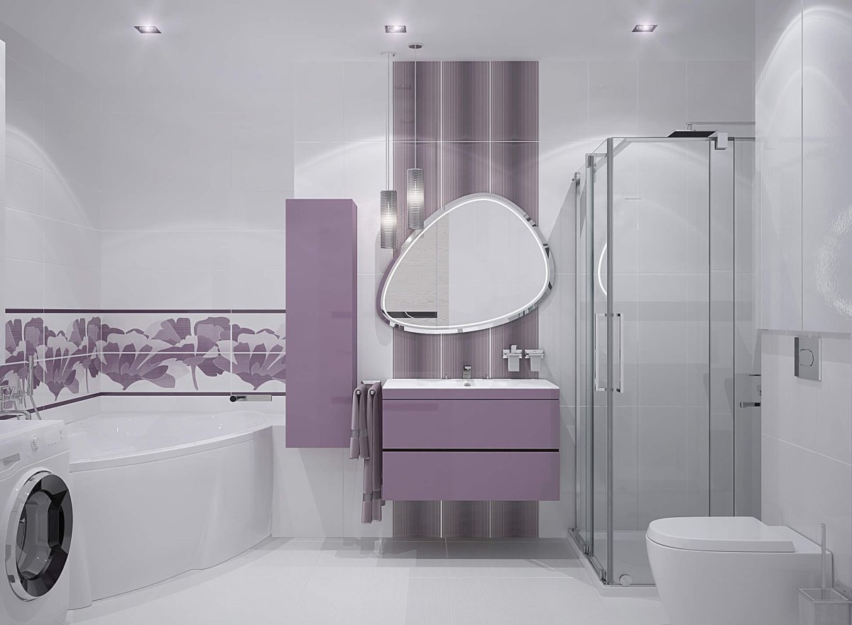 Фиолетовые стены в ванной