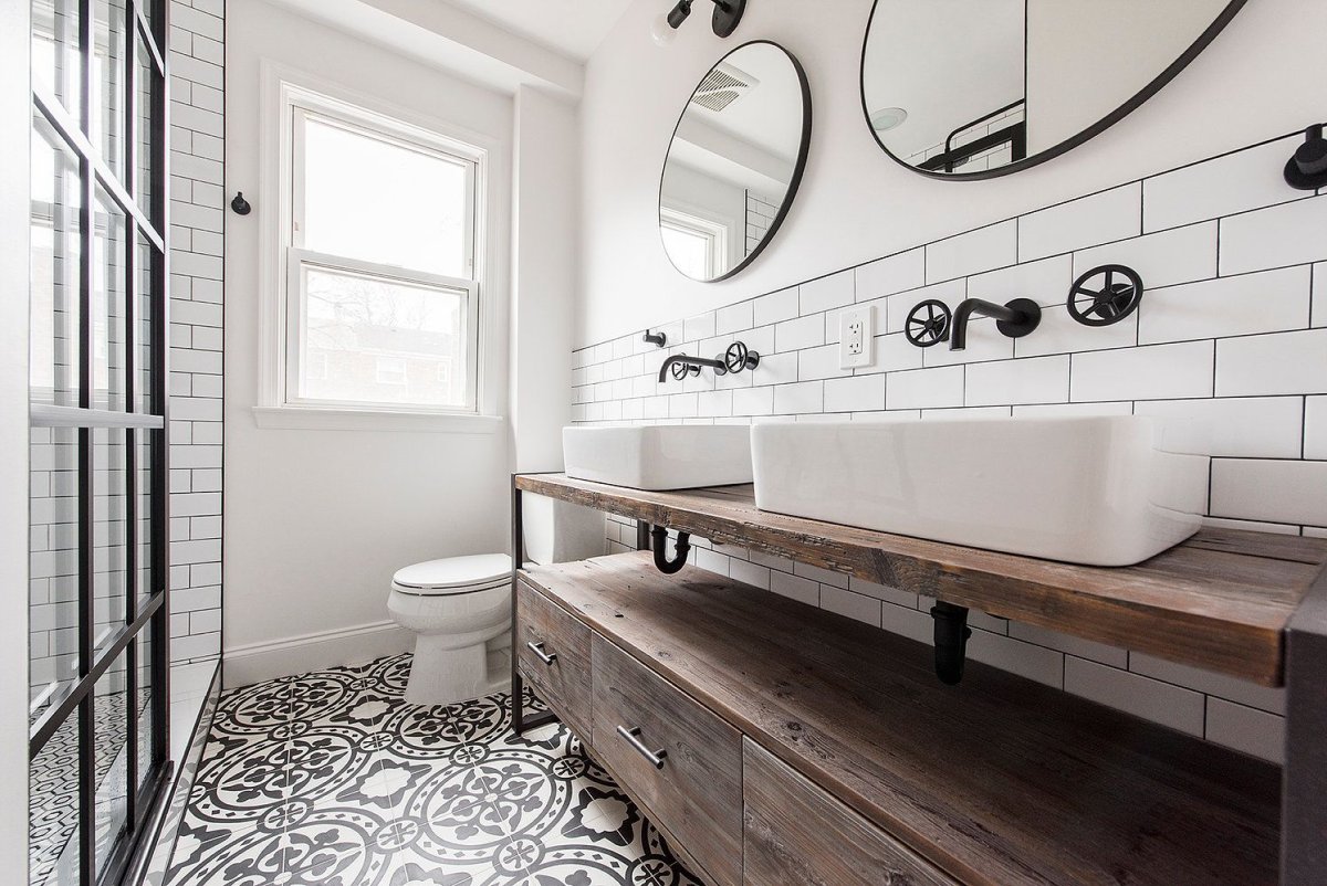 Wood White Bathroom