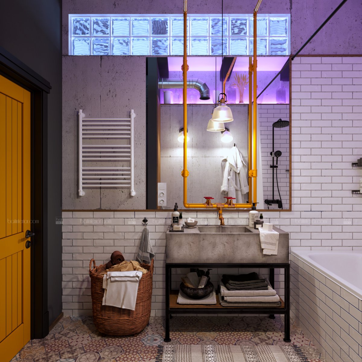 Ванная лофт 10м2