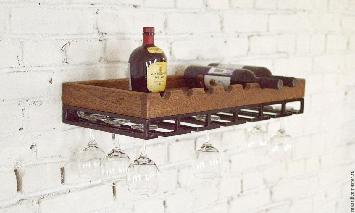 Полка для бокалов лофт
