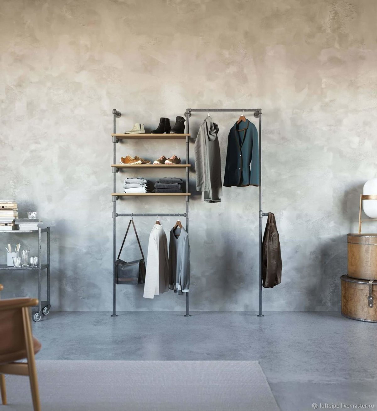 Гардеробные в стиле лофт