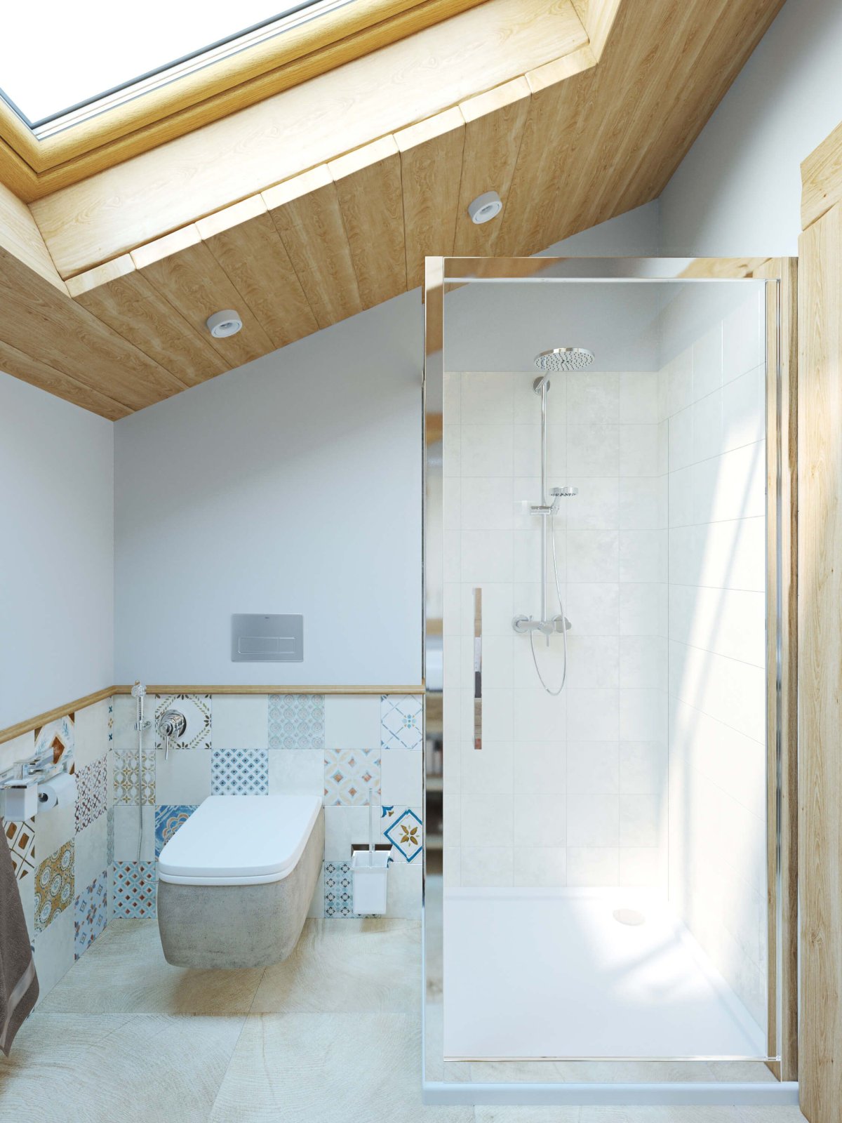 Душевая на мансарде