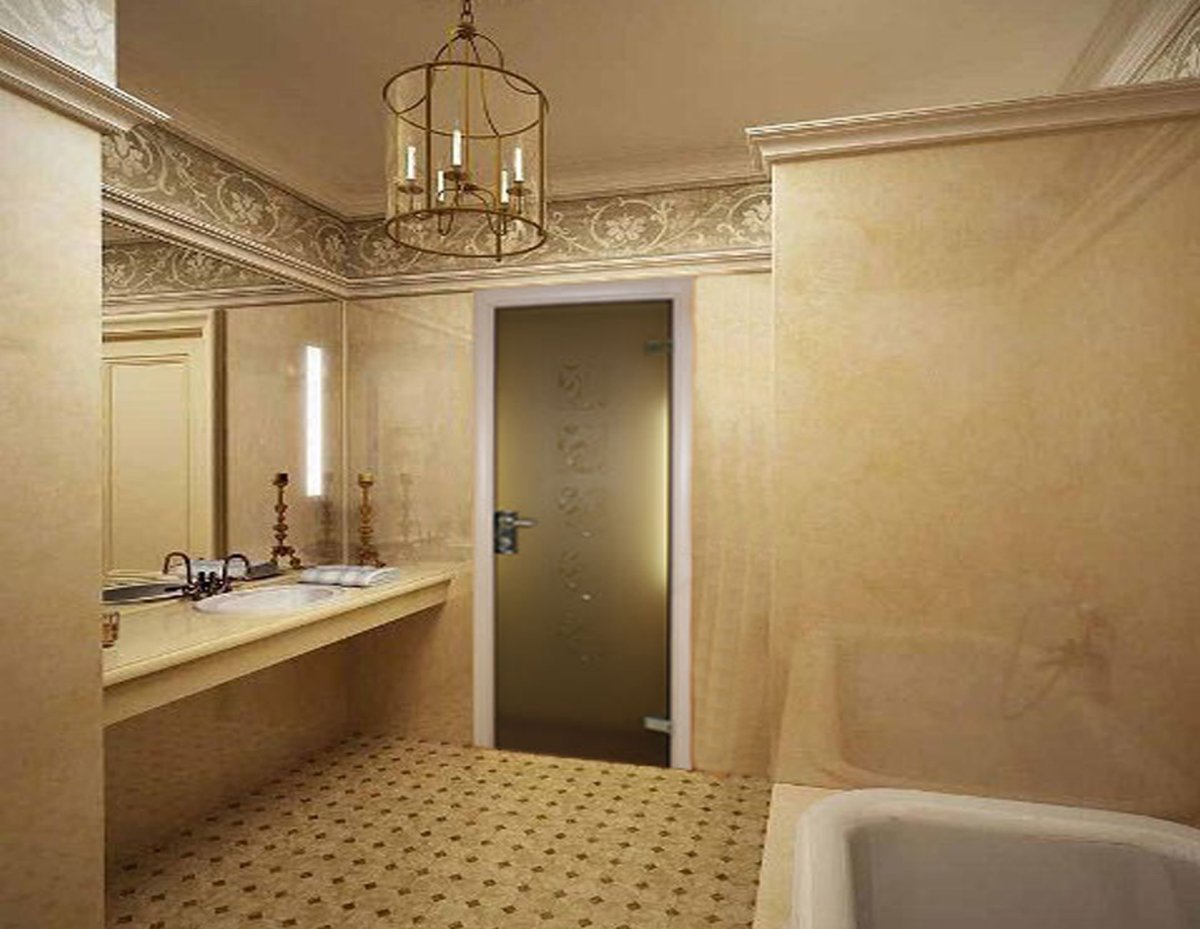 Декоративная штукатурка и кафель в ванной