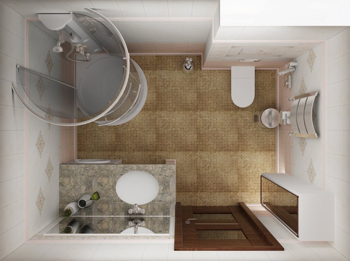 Ванная в однокомнатной квартире