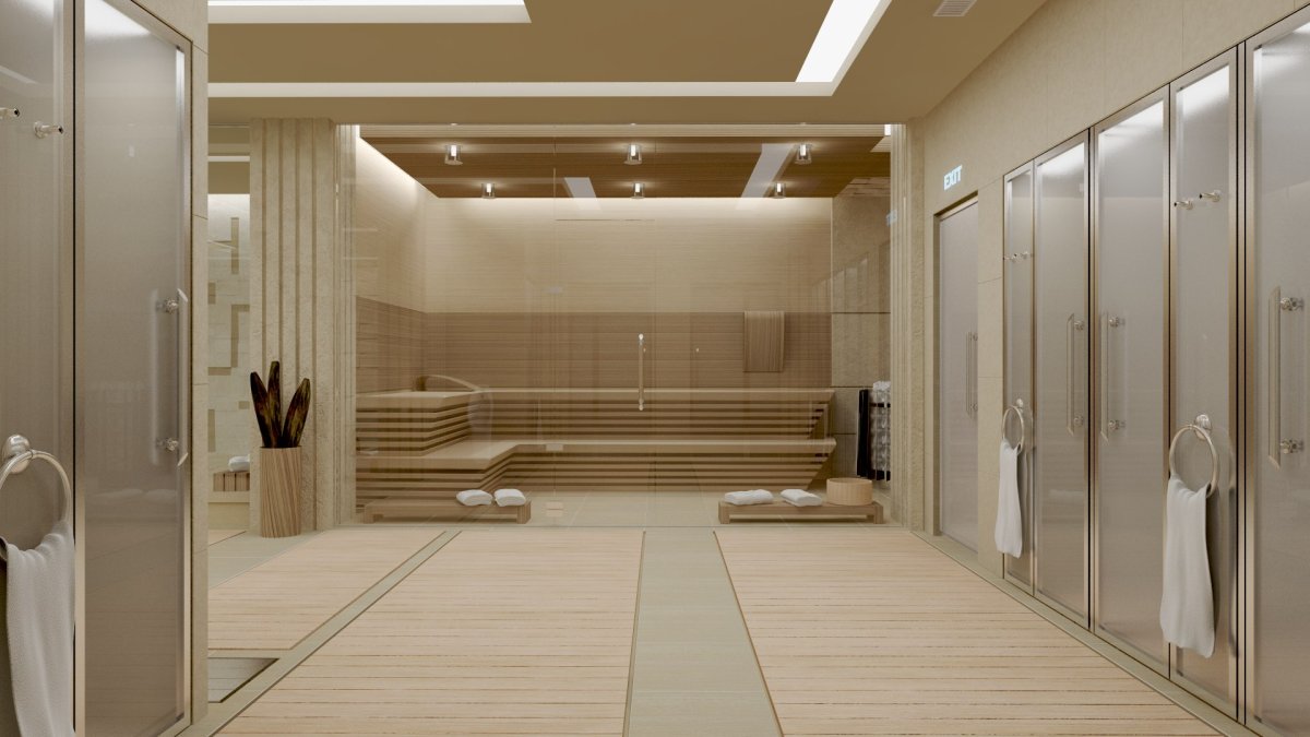 Душевые кабины в бассейнах